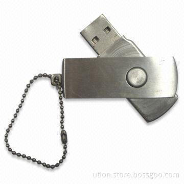 USB Flash Drive with Swivel Design, 1 to 32GB Memory Capacity and Free Sample